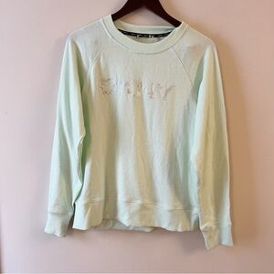 DKNY Mint Green Round Neck Logo Metallic Pullover Lightweight NEW Medium $59